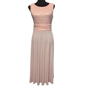 Connected Apparel Blush Pink Lace Formal Bridesmaid Prom Wedding Guest Dress